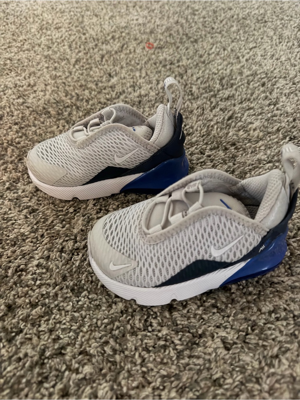 Nike Kids Light Gray and Blue Mesh Air Sneakers